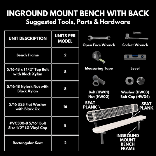 Durable Punched Steel Park Bench with Inground Mount Frame - Coated Outdoor Furniture