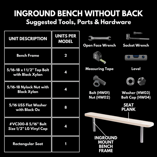 Durable Punched Steel Park Bench with Inground Mount Frame - Coated Outdoor Furniture