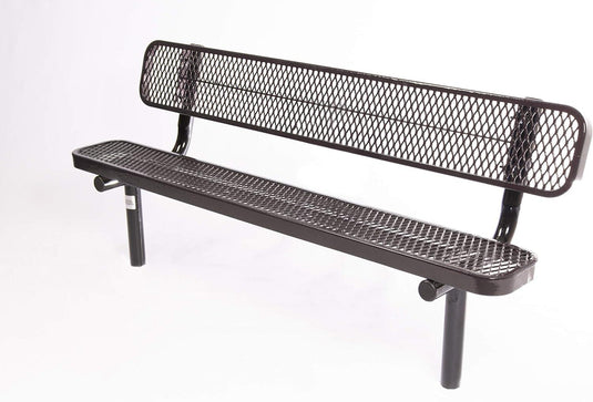 Expanded Metal Park Bench with Inground Mount Frame - Coated Outdoor Furniture