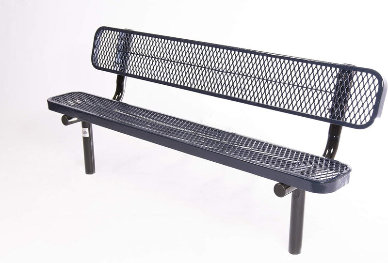 Load image into Gallery viewer, Expanded Metal Park Bench with Inground Mount Frame - Coated Outdoor Furniture
