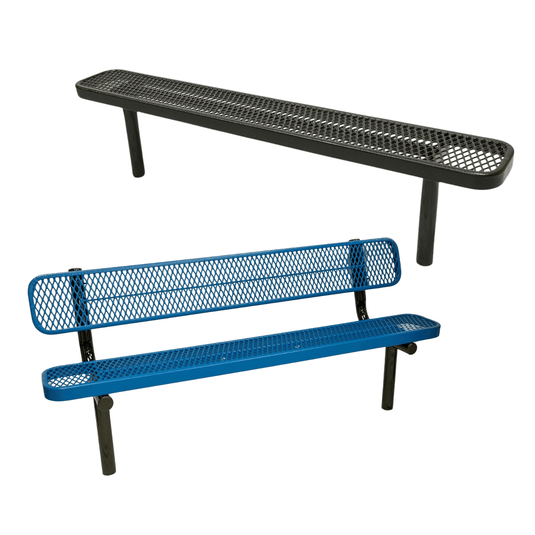 Expanded Metal Park Bench with Inground Mount Frame - Coated Outdoor Furniture