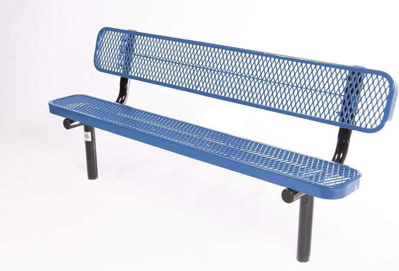 Load image into Gallery viewer, Expanded Metal Park Bench with Inground Mount Frame - Coated Outdoor Furniture
