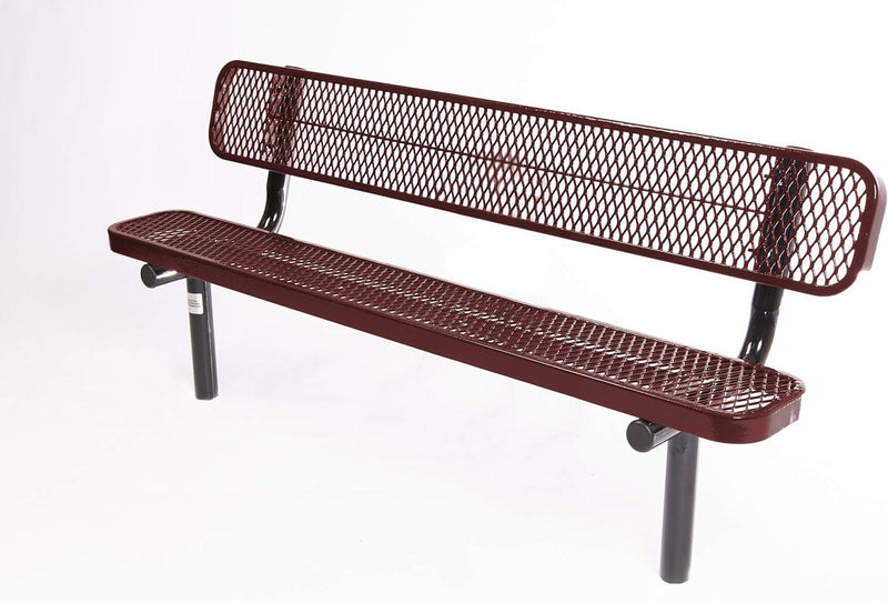 Load image into Gallery viewer, Expanded Metal Park Bench with Inground Mount Frame - Coated Outdoor Furniture
