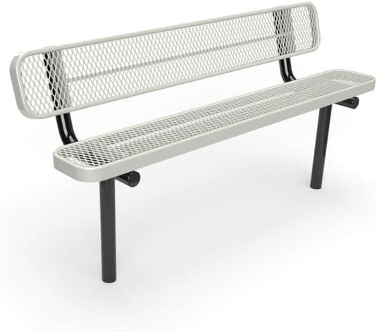 Expanded Metal Park Bench with Inground Mount Frame - Coated Outdoor Furniture