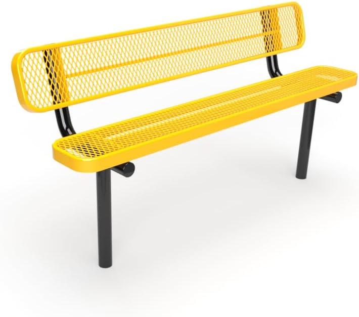 Load image into Gallery viewer, Expanded Metal Park Bench with Inground Mount Frame - Coated Outdoor Furniture
