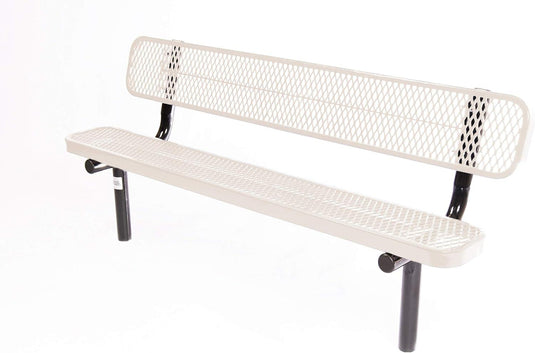 Expanded Metal Park Bench with Inground Mount Frame - Coated Outdoor Furniture