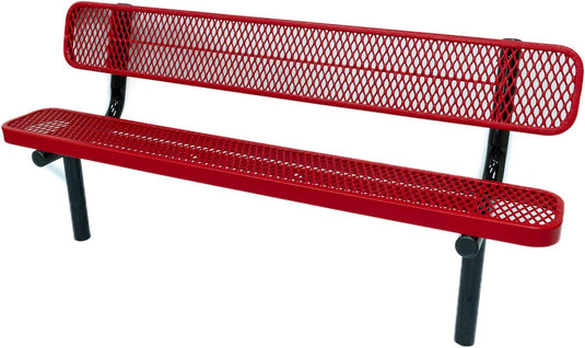 Expanded Metal Park Bench with Inground Mount Frame - Coated Outdoor Furniture