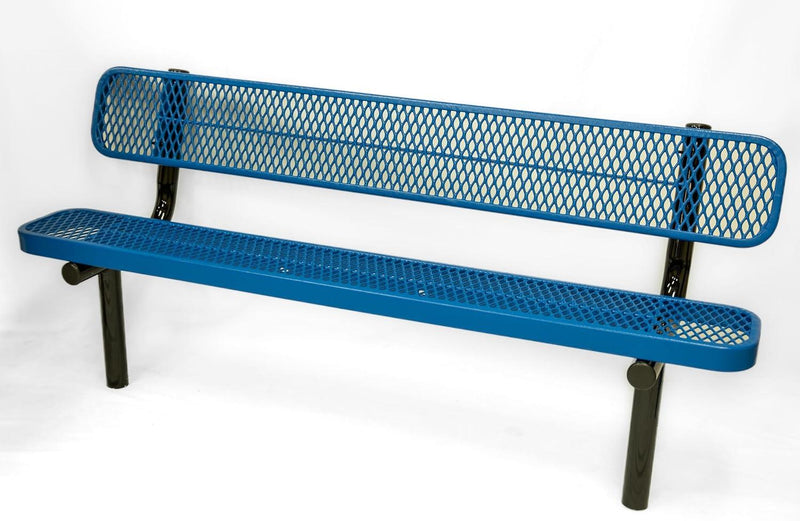 Load image into Gallery viewer, Expanded Metal Park Bench with Inground Mount Frame - Coated Outdoor Furniture
