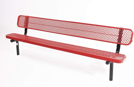 Expanded Metal Park Bench with Inground Mount Frame - Coated Outdoor Furniture