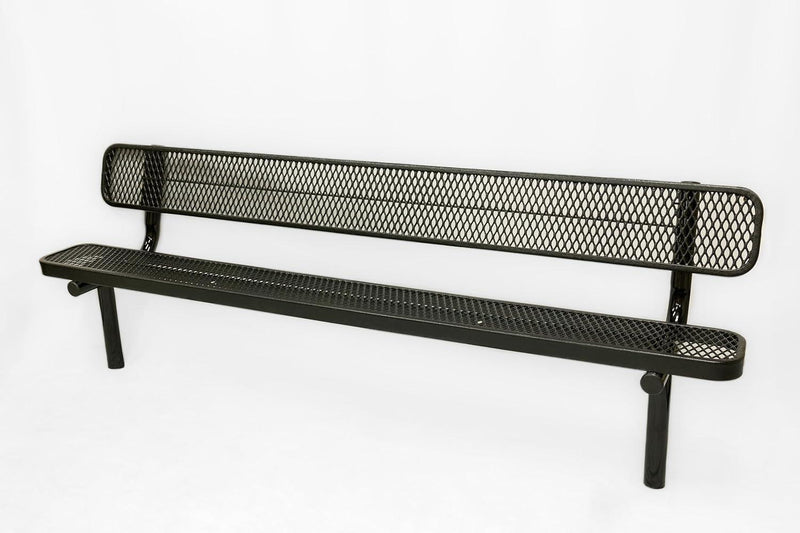 Load image into Gallery viewer, Expanded Metal Park Bench with Inground Mount Frame - Coated Outdoor Furniture
