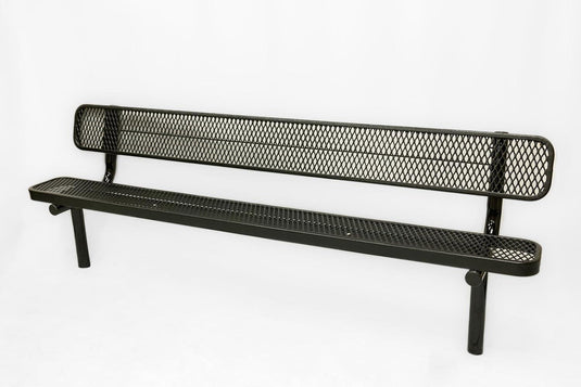 Expanded Metal Park Bench with Inground Mount Frame - Coated Outdoor Furniture