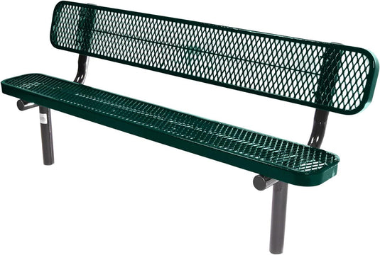 Expanded Metal Park Bench with Inground Mount Frame - Coated Outdoor Furniture