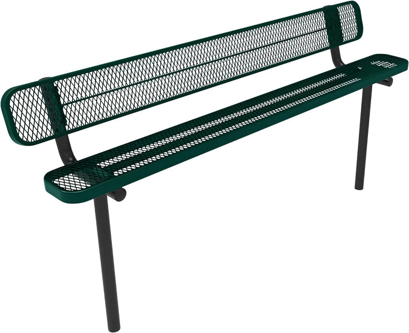 Load image into Gallery viewer, Expanded Metal Park Bench with Inground Mount Frame - Coated Outdoor Furniture
