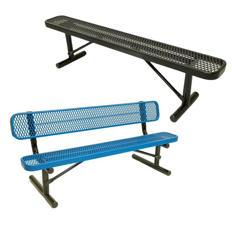 Load image into Gallery viewer, Expanded Metal Park Bench with Portable Frame - Coated Outdoor Furniture
