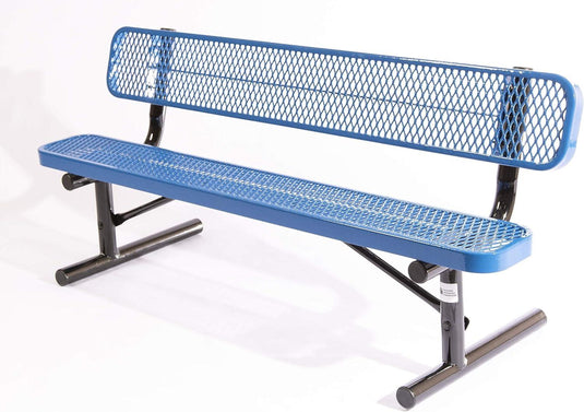 Expanded Metal Park Bench with Portable Frame - Coated Outdoor Furniture