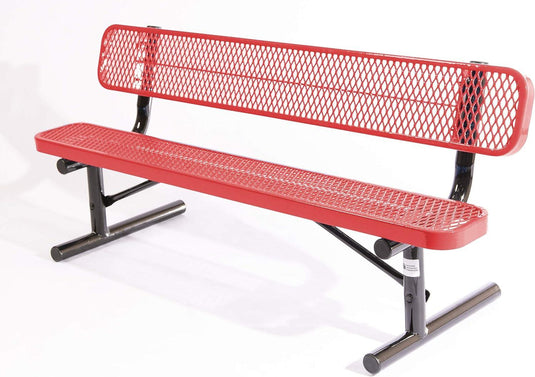 Expanded Metal Park Bench with Portable Frame - Coated Outdoor Furniture