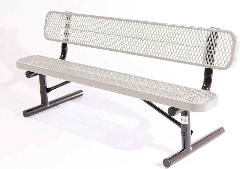 Load image into Gallery viewer, Expanded Metal Park Bench with Portable Frame - Coated Outdoor Furniture
