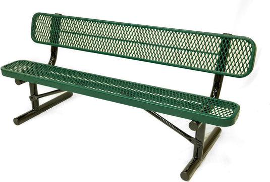 Expanded Metal Park Bench with Portable Frame - Coated Outdoor Furniture