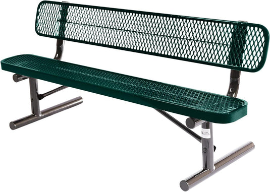 Expanded Metal Park Bench with Portable Frame - Coated Outdoor Furniture