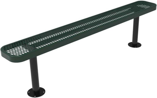 Expanded Metal Park Bench with Surface Mount Frame - Coated Outdoor Furniture