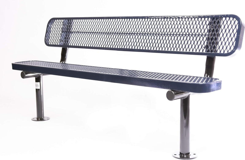 Load image into Gallery viewer, Expanded Metal Park Bench with Surface Mount Frame - Coated Outdoor Furniture
