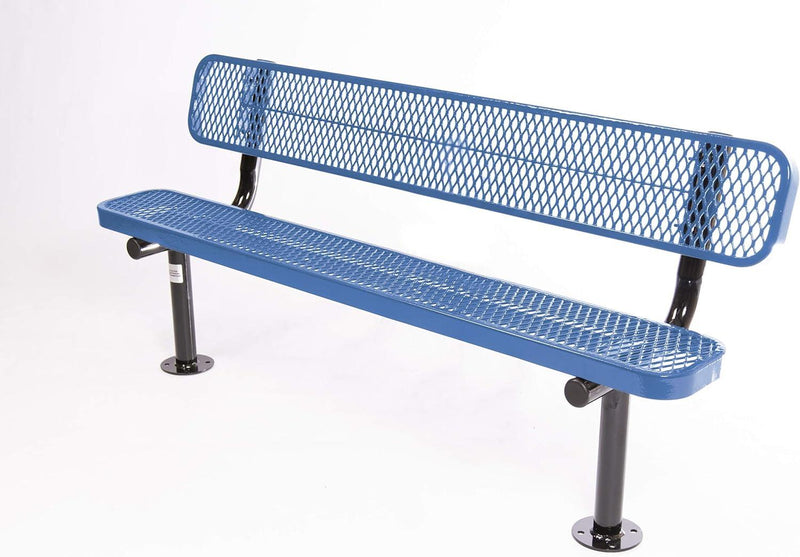 Load image into Gallery viewer, Expanded Metal Park Bench with Surface Mount Frame - Coated Outdoor Furniture
