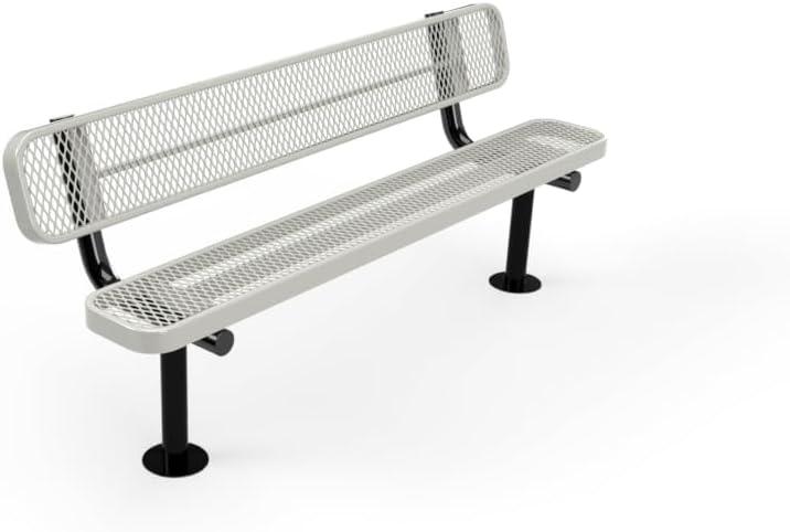 Load image into Gallery viewer, Expanded Metal Park Bench with Surface Mount Frame - Coated Outdoor Furniture
