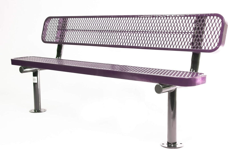 Load image into Gallery viewer, Expanded Metal Park Bench with Surface Mount Frame - Coated Outdoor Furniture
