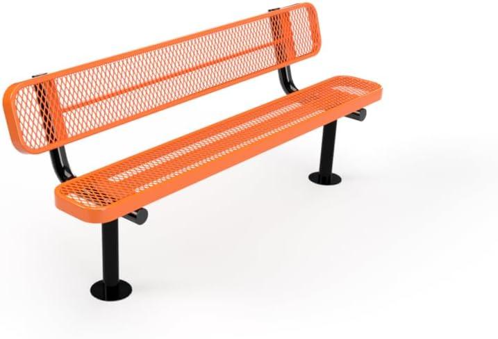 Load image into Gallery viewer, Expanded Metal Park Bench with Surface Mount Frame - Coated Outdoor Furniture
