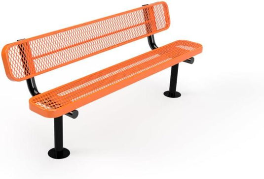 Expanded Metal Park Bench with Surface Mount Frame - Coated Outdoor Furniture