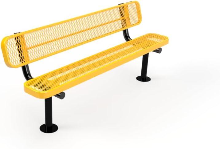 Load image into Gallery viewer, Expanded Metal Park Bench with Surface Mount Frame - Coated Outdoor Furniture
