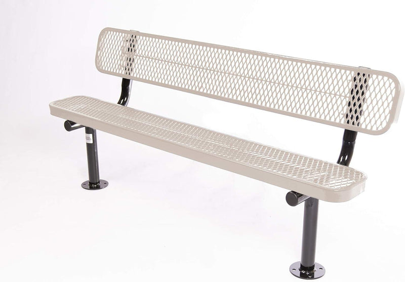 Load image into Gallery viewer, Expanded Metal Park Bench with Surface Mount Frame - Coated Outdoor Furniture
