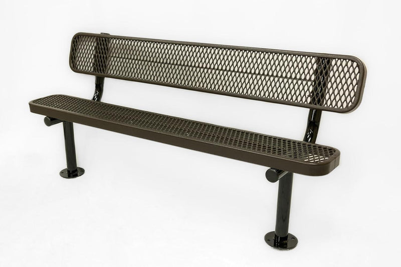 Load image into Gallery viewer, Expanded Metal Park Bench with Surface Mount Frame - Coated Outdoor Furniture
