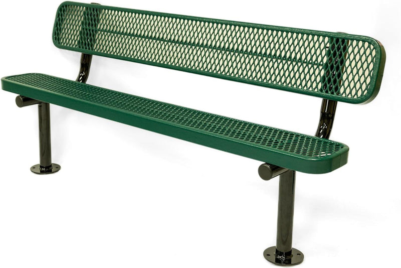 Load image into Gallery viewer, Expanded Metal Park Bench with Surface Mount Frame - Coated Outdoor Furniture
