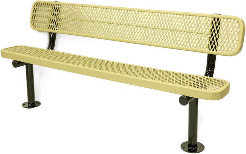 Load image into Gallery viewer, Expanded Metal Park Bench with Surface Mount Frame - Coated Outdoor Furniture
