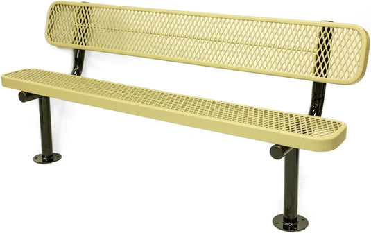 Expanded Metal Park Bench with Surface Mount Frame - Coated Outdoor Furniture