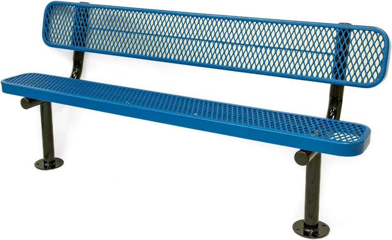 Load image into Gallery viewer, Expanded Metal Park Bench with Surface Mount Frame - Coated Outdoor Furniture
