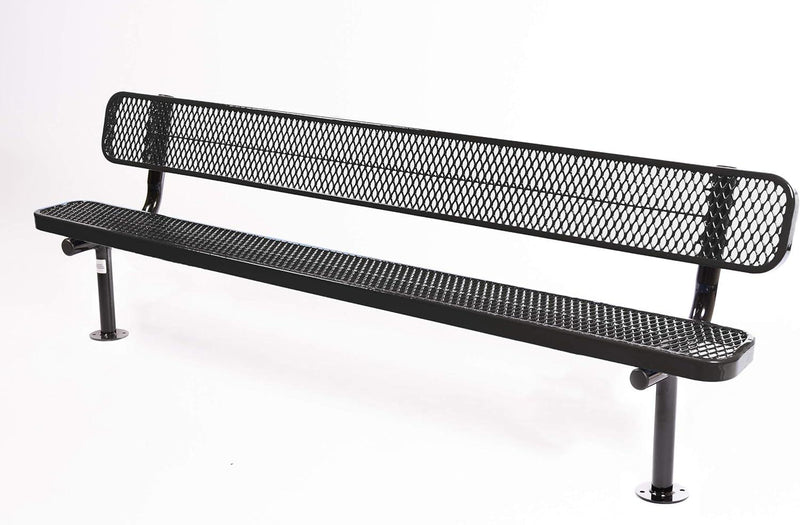 Load image into Gallery viewer, Expanded Metal Park Bench with Surface Mount Frame - Coated Outdoor Furniture
