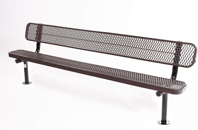 Load image into Gallery viewer, Expanded Metal Park Bench with Surface Mount Frame - Coated Outdoor Furniture
