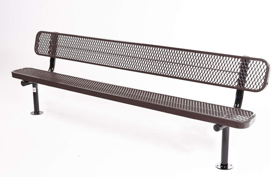 Expanded Metal Park Bench with Surface Mount Frame - Coated Outdoor Furniture