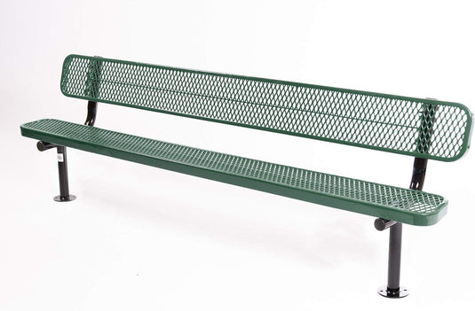 Expanded Metal Park Bench with Surface Mount Frame - Coated Outdoor Furniture