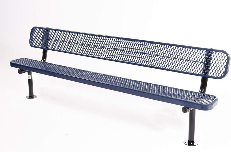 Load image into Gallery viewer, Expanded Metal Park Bench with Surface Mount Frame - Coated Outdoor Furniture
