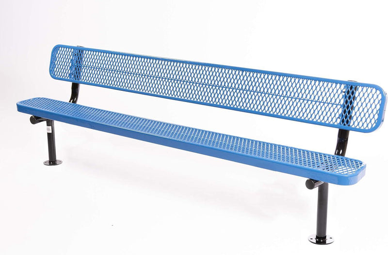 Load image into Gallery viewer, Expanded Metal Park Bench with Surface Mount Frame - Coated Outdoor Furniture
