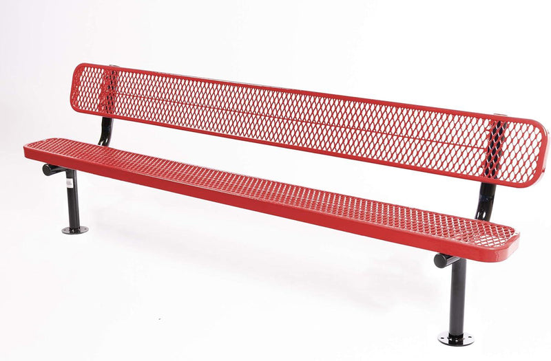 Load image into Gallery viewer, Expanded Metal Park Bench with Surface Mount Frame - Coated Outdoor Furniture
