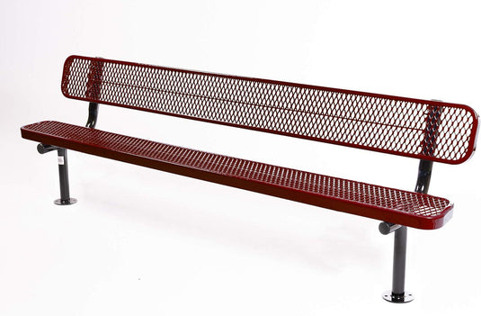 Expanded Metal Park Bench with Surface Mount Frame - Coated Outdoor Furniture