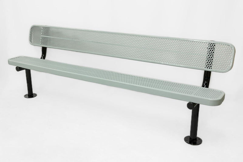 Load image into Gallery viewer, Expanded Metal Park Bench with Surface Mount Frame - Coated Outdoor Furniture
