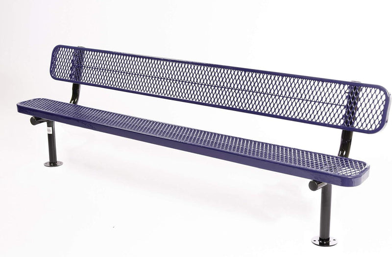 Load image into Gallery viewer, Expanded Metal Park Bench with Surface Mount Frame - Coated Outdoor Furniture
