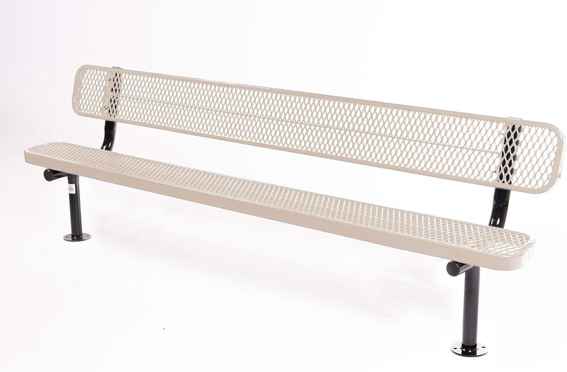 Load image into Gallery viewer, Expanded Metal Park Bench with Surface Mount Frame - Coated Outdoor Furniture
