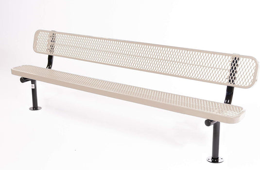 Expanded Metal Park Bench with Surface Mount Frame - Coated Outdoor Furniture