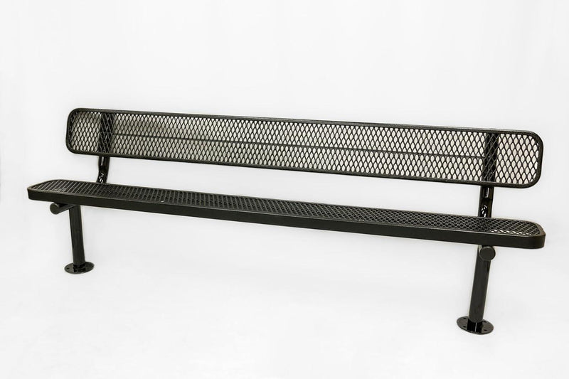 Load image into Gallery viewer, Expanded Metal Park Bench with Surface Mount Frame - Coated Outdoor Furniture
